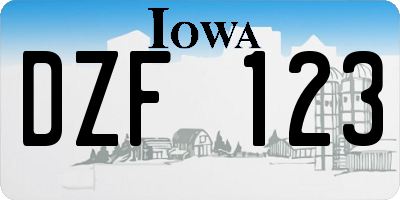 IA license plate DZF123