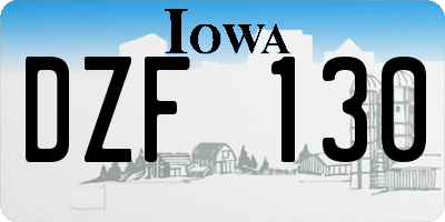 IA license plate DZF130