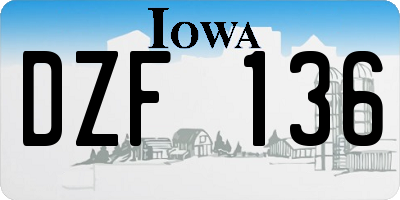 IA license plate DZF136