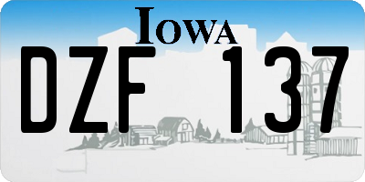 IA license plate DZF137