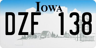 IA license plate DZF138