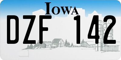 IA license plate DZF142