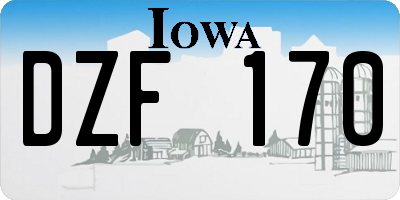 IA license plate DZF170