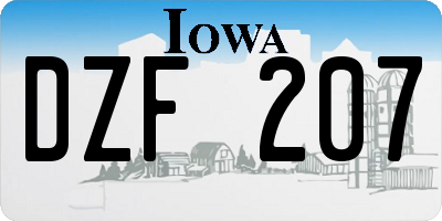 IA license plate DZF207