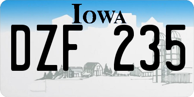 IA license plate DZF235