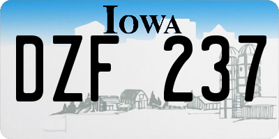 IA license plate DZF237