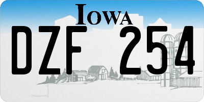 IA license plate DZF254