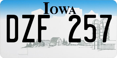 IA license plate DZF257