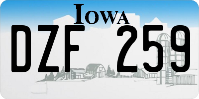 IA license plate DZF259