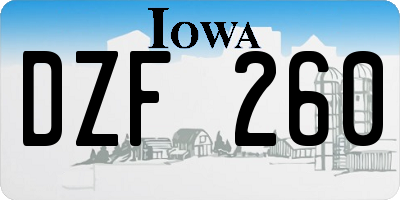 IA license plate DZF260