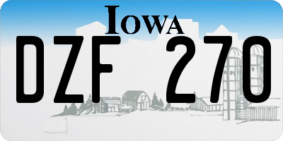 IA license plate DZF270