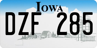 IA license plate DZF285