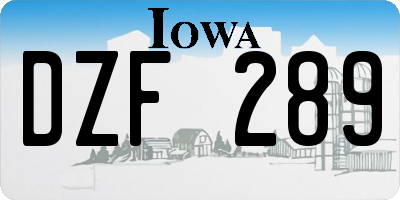 IA license plate DZF289