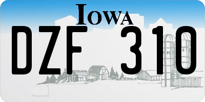 IA license plate DZF310