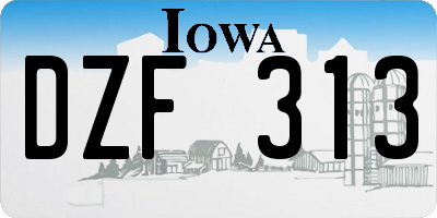 IA license plate DZF313