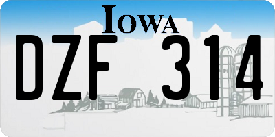 IA license plate DZF314