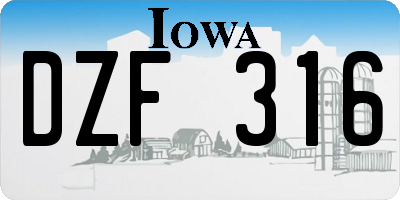 IA license plate DZF316