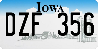 IA license plate DZF356