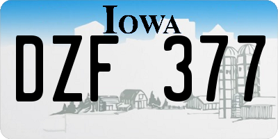 IA license plate DZF377