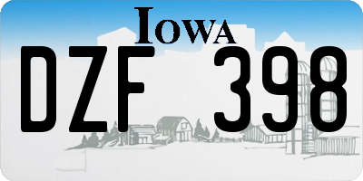 IA license plate DZF398