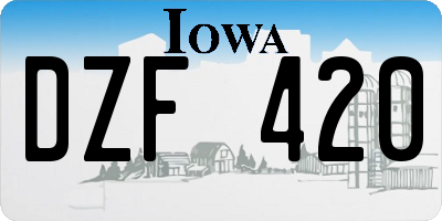 IA license plate DZF420