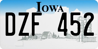 IA license plate DZF452