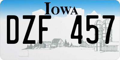 IA license plate DZF457