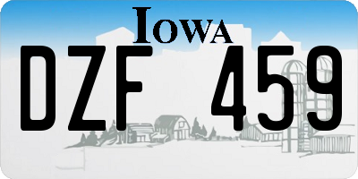 IA license plate DZF459