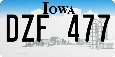 IA license plate DZF477