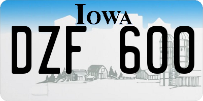 IA license plate DZF600