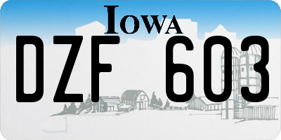 IA license plate DZF603