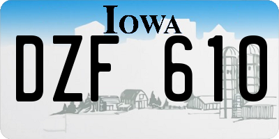 IA license plate DZF610