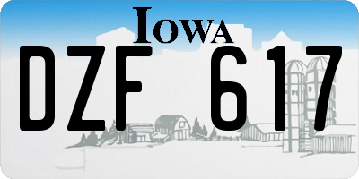 IA license plate DZF617