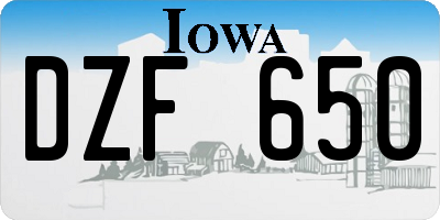 IA license plate DZF650