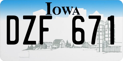 IA license plate DZF671