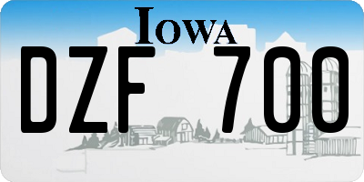 IA license plate DZF700