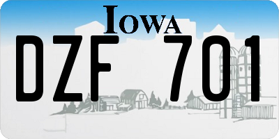 IA license plate DZF701