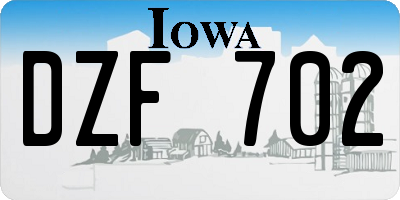 IA license plate DZF702