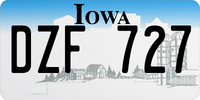 IA license plate DZF727