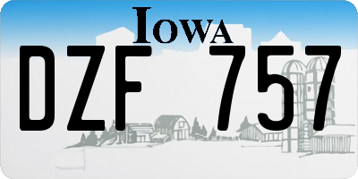 IA license plate DZF757