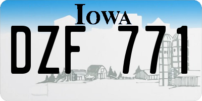 IA license plate DZF771