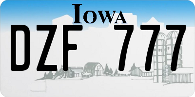 IA license plate DZF777
