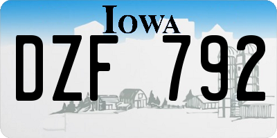 IA license plate DZF792