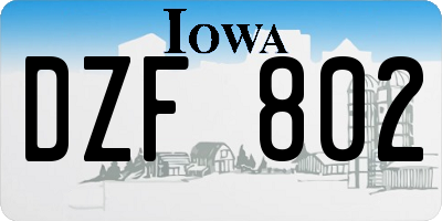 IA license plate DZF802