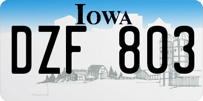 IA license plate DZF803