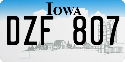 IA license plate DZF807