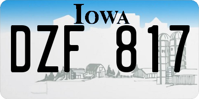IA license plate DZF817