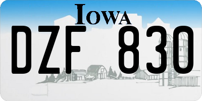 IA license plate DZF830