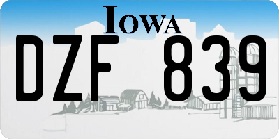 IA license plate DZF839