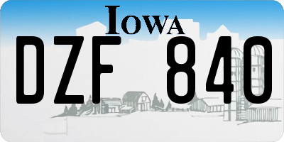 IA license plate DZF840